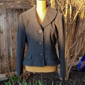Harvé Bernard Wool Grey Mid-waist Jacket